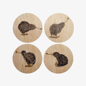 Coasters - Kiwi's Line Drawing - Set of 4