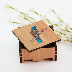 Small Trinket Box - Pāua Filigree Tui