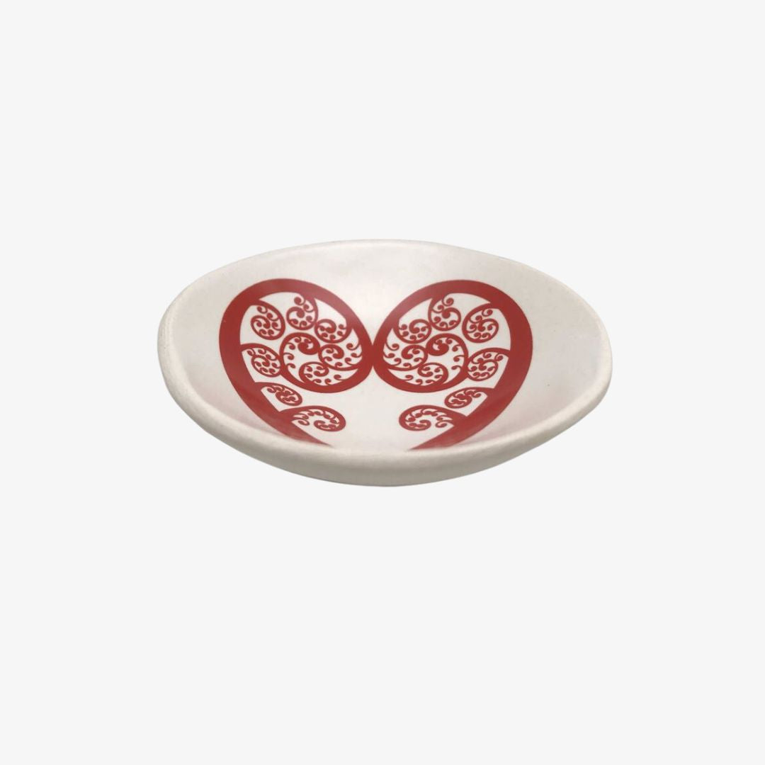 Aroha Fern Bowl 7cm Red Print on White