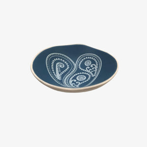 *Aroha Paisley Bowl 7cm White Print on Blue