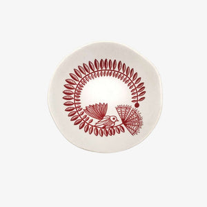 Fantail & Pohutukawa Bowl 7cm Red Print on White