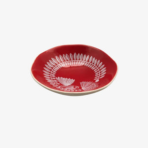 *Fantail & Pohutukawa Bowl 7cm White Print on Red