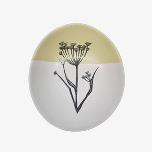 *Fennel Bowl 10cm Black Print on White Dipped Yellow