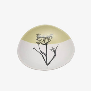 *Fennel Bowl 10cm Black Print on White Dipped Yellow