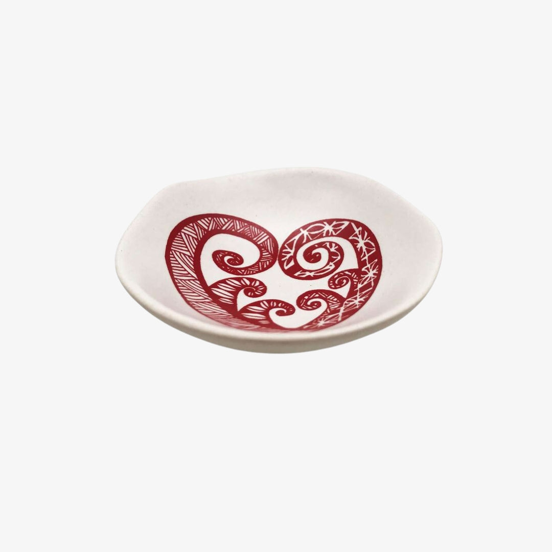 Pacific Aroha Bowl 7cm Red Print on White