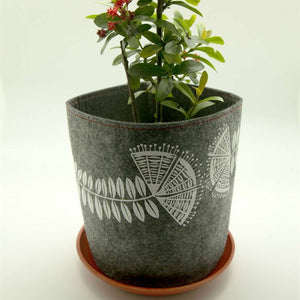 *Pohutukawa Ecofelt Grow Bag White Print on Mid Grey