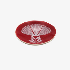 Pohutukawa Lace Bowl 7cm White Print on Red