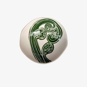 Ponga Frond Bowl 7cm Green Print on White