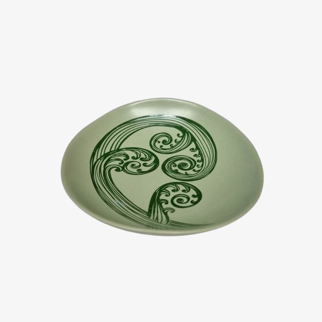 Ponga Frond Bowl 10cm Dark Green Print on Green