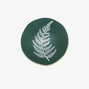 Porcelain Bowl, 7cm - White Fern on Green