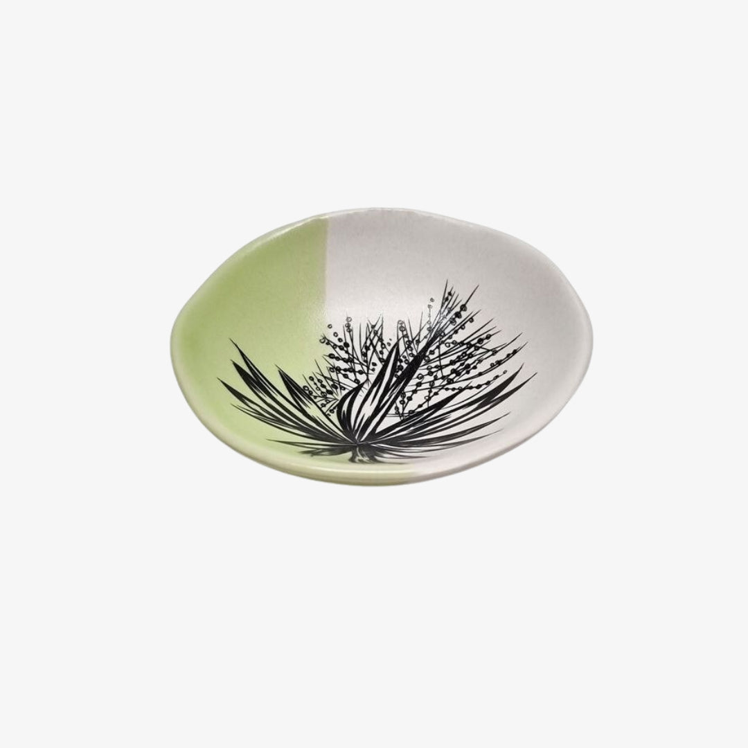 Ti Kouka Bowl 7cm Black Print on White Dipped Green