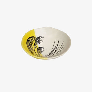 Toetoe Bowl 7cm Black Print on White Dipped Yellow