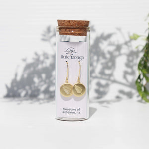 Round Fern Earrings Gold