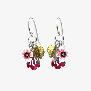 Flora Earrings, Handpainted Silver