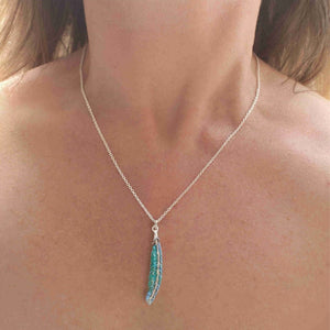 Tui Feather Necklace - Handpainted Silver