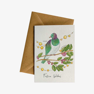 Christmas Kererū Wishes Greeting Card