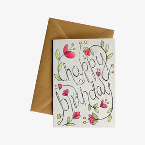 Happy Birthday Flowers Greeting Card