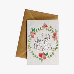 Happy Christmas Wreath Greeting Card