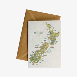 NZ Nature Map Greeting Card