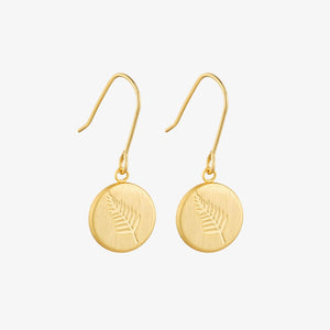 Round Fern Earrings Gold