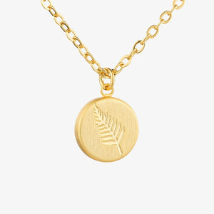 Round Fern Necklace Gold