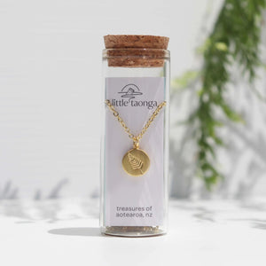 Round Fern Necklace Gold