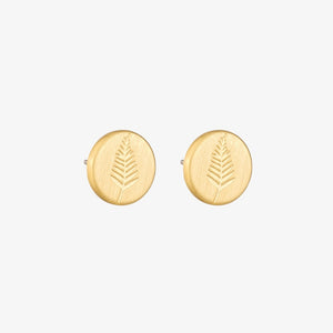 Round Fern Studs Gold