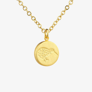 Round Kiwi Necklace Gold