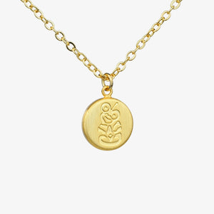 Round Tiki Necklace Gold