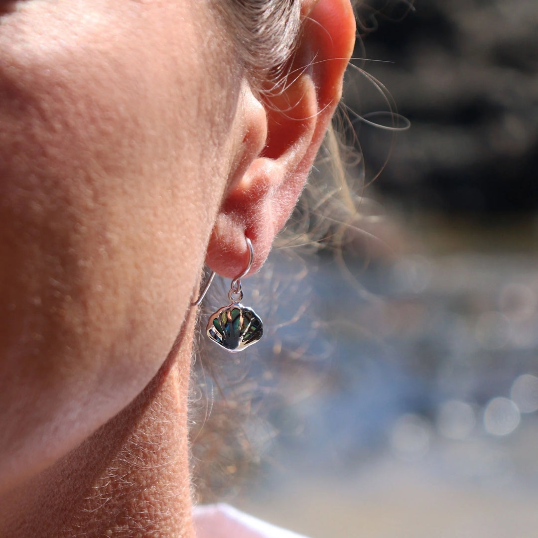 Silver & Pāua Shell Earring