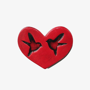 Flat Heart - Bird Pair, Red