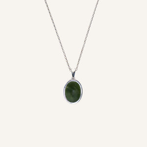 Greenstone Koru Filigree Silver - Oval Pendant