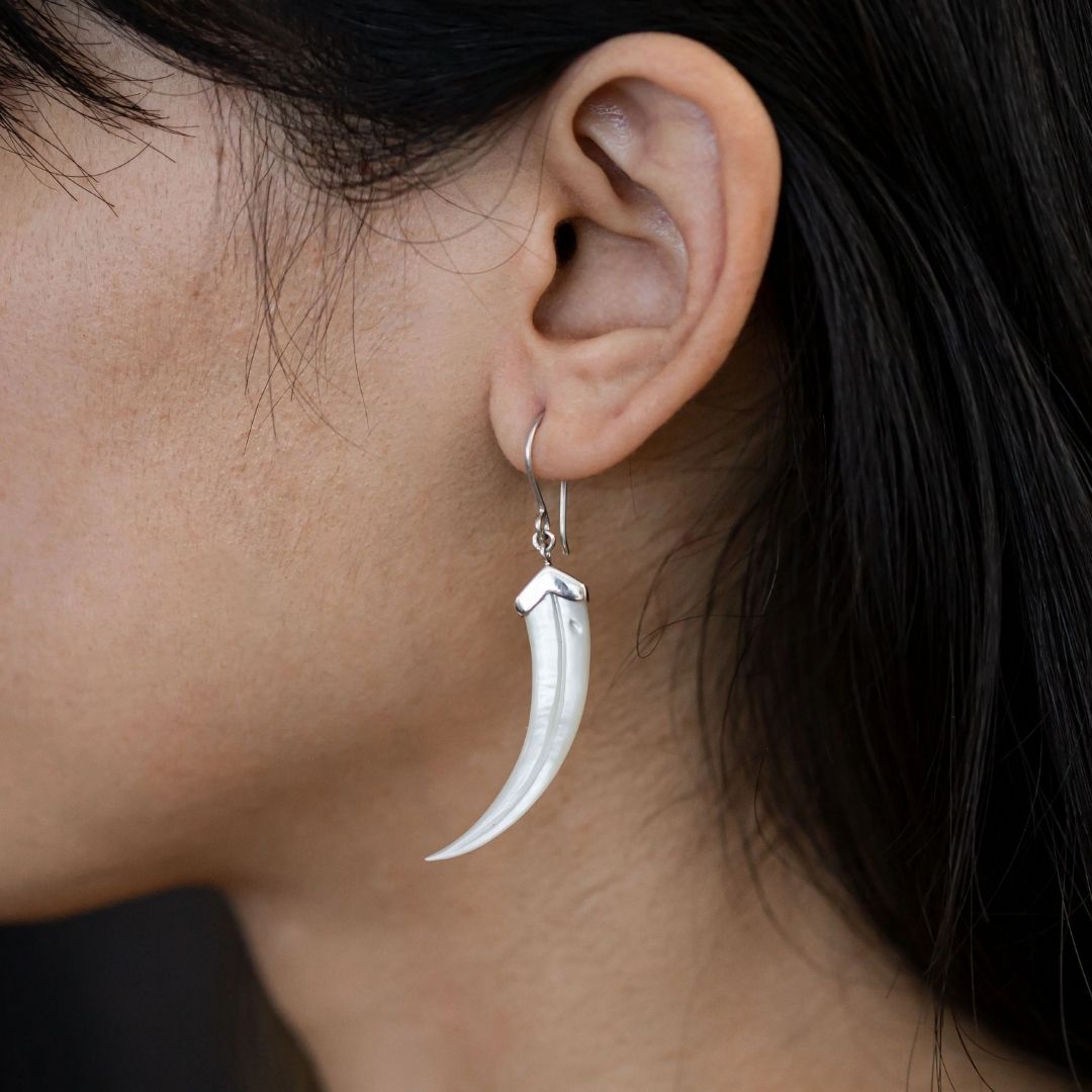 Mother of Pearl Huia Beak Earrings