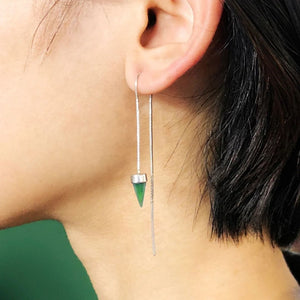 Tiny Point Chain Earrings, Pounamu