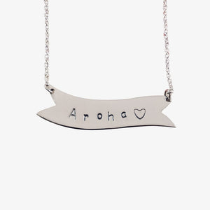 Aroha Banner Necklace, Silver