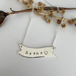 Aroha Banner Necklace, Silver