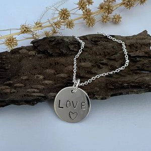 Disc Love Necklace, Silver