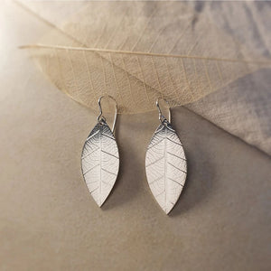 Leaf Earrings - Imprinted Sterling Silver