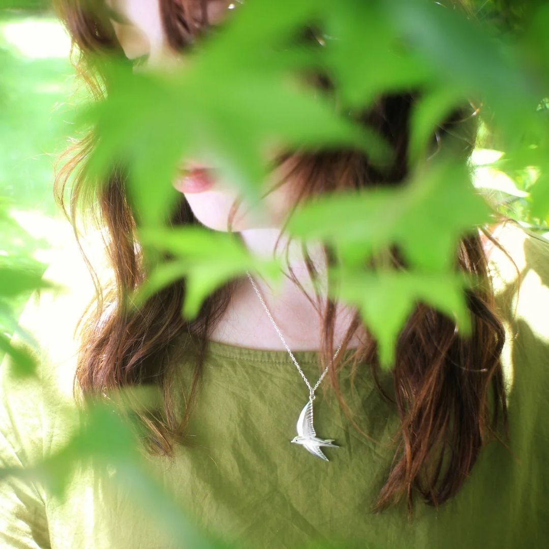 Welcome Swallow Necklace, Silver